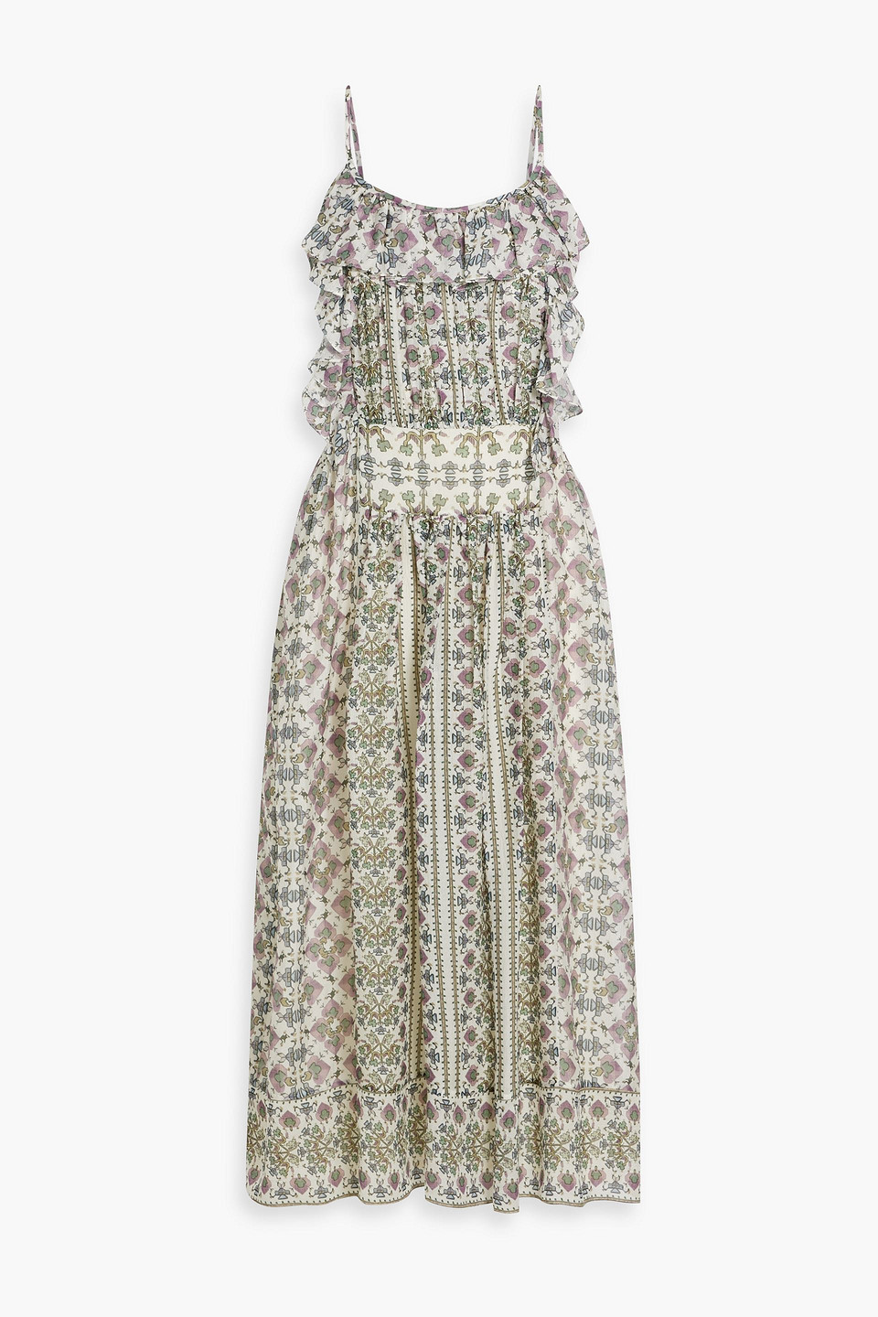 Isabel Marant Macha Ruffled Printed Silk-jacquard Midi Dress