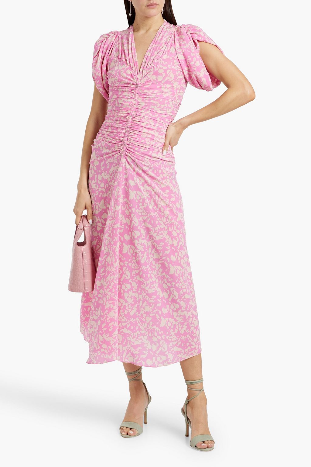 ISABEL MARANT Lilia ruched printed stretch-silk midi dress