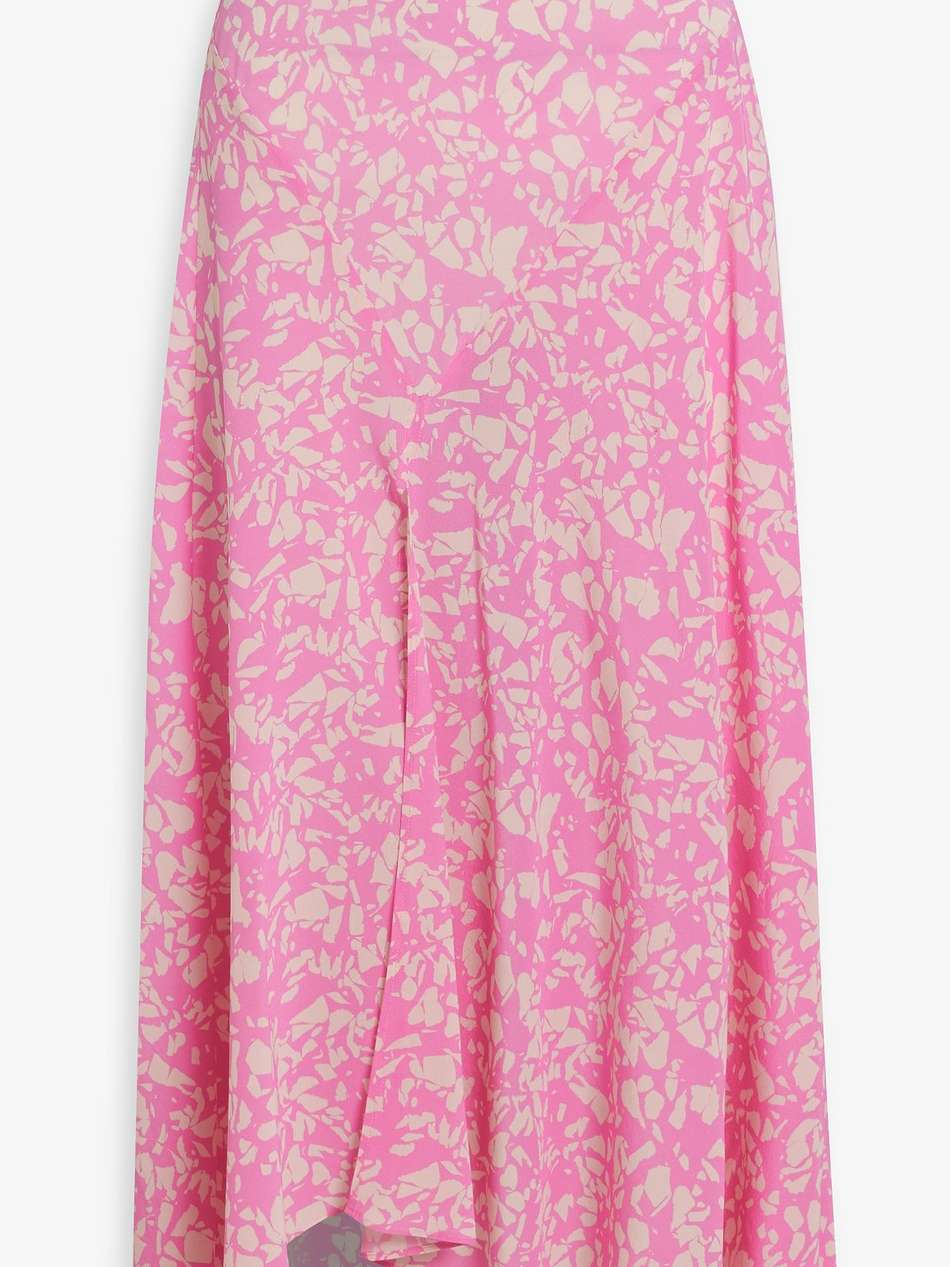 sakura asymmetric printed stretch-silk maxi skirt