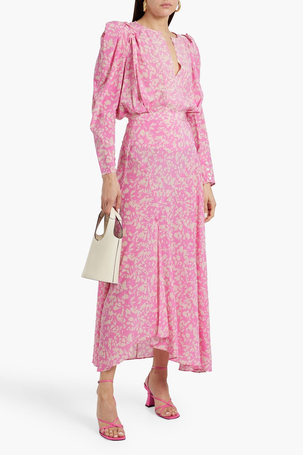 ISABEL MARANT Sakura asymmetric printed stretch-silk maxi skirt
