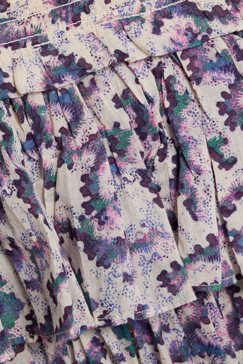 MARANT ÉTOILE Naomi shirred tiered floral-print cotton-voile mini skirt
