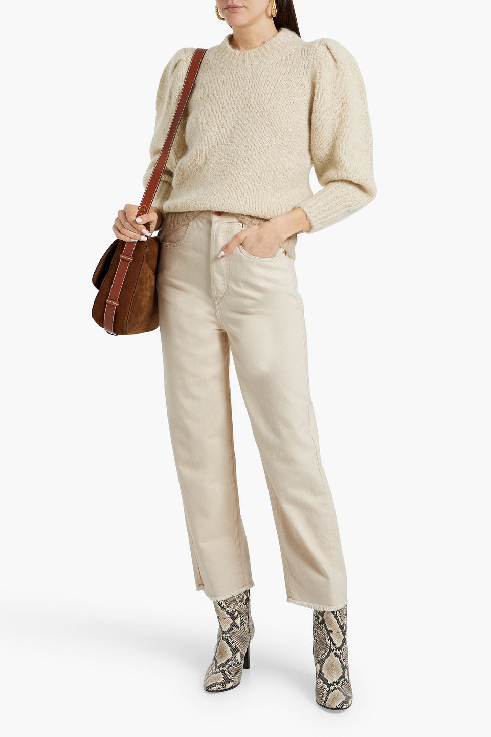 ISABEL MARANT LALISKASR FRAYED HIGH-RISE STRAIGHT-LEG JEANS