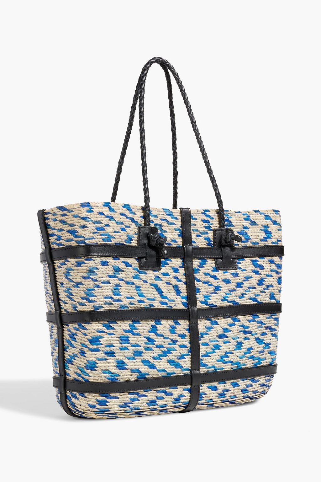 ALTUZARRA Watermill leather-trimmed raffia tote