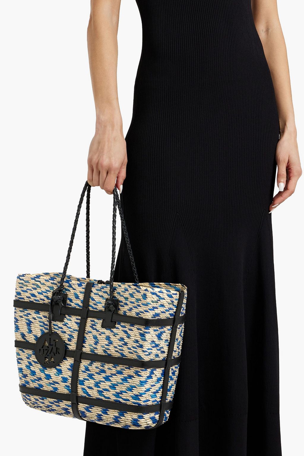 ALTUZARRA Watermill leather-trimmed raffia tote
