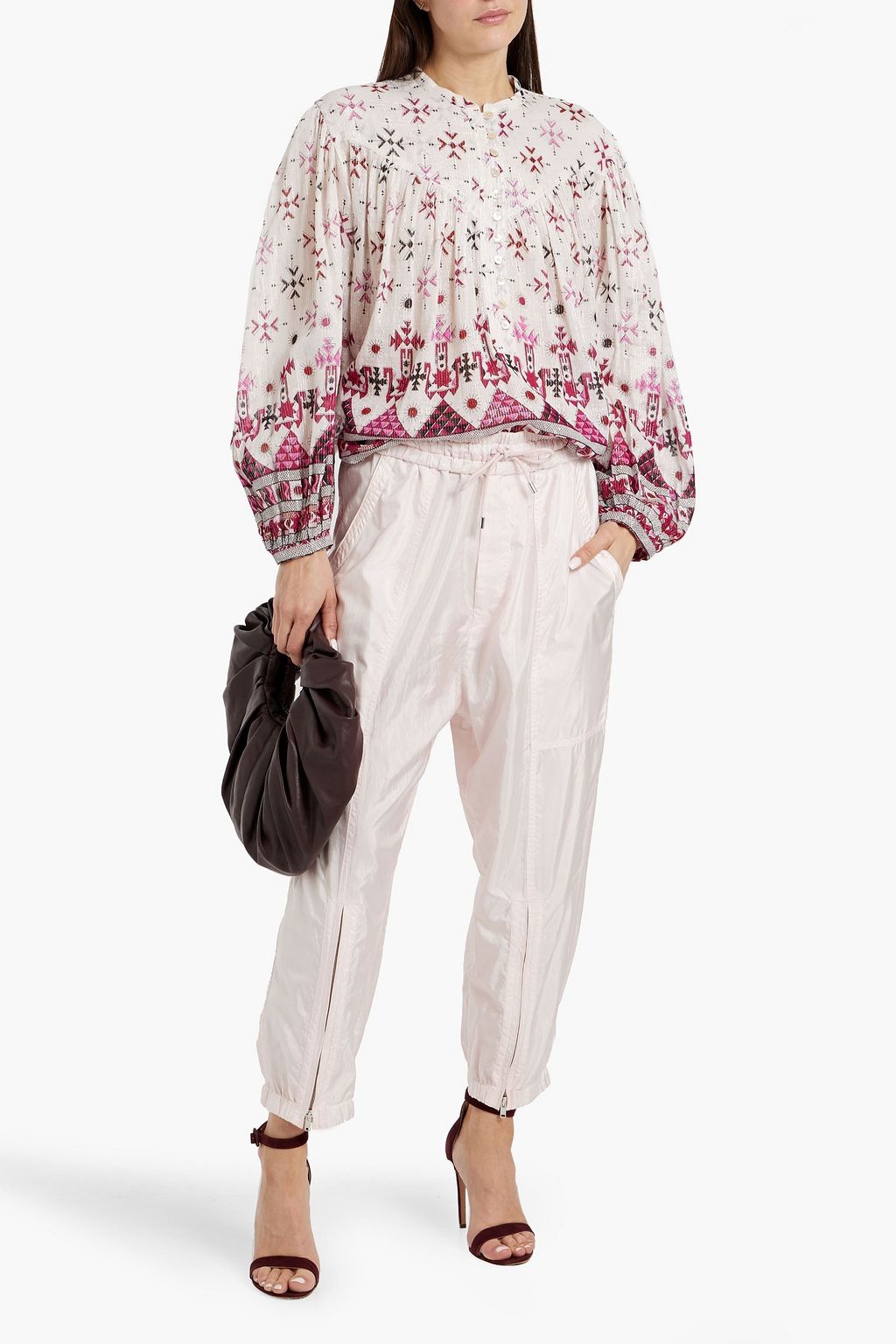 MARANT ÉTOILE Salika metallic printed cotton-blend voile blouse