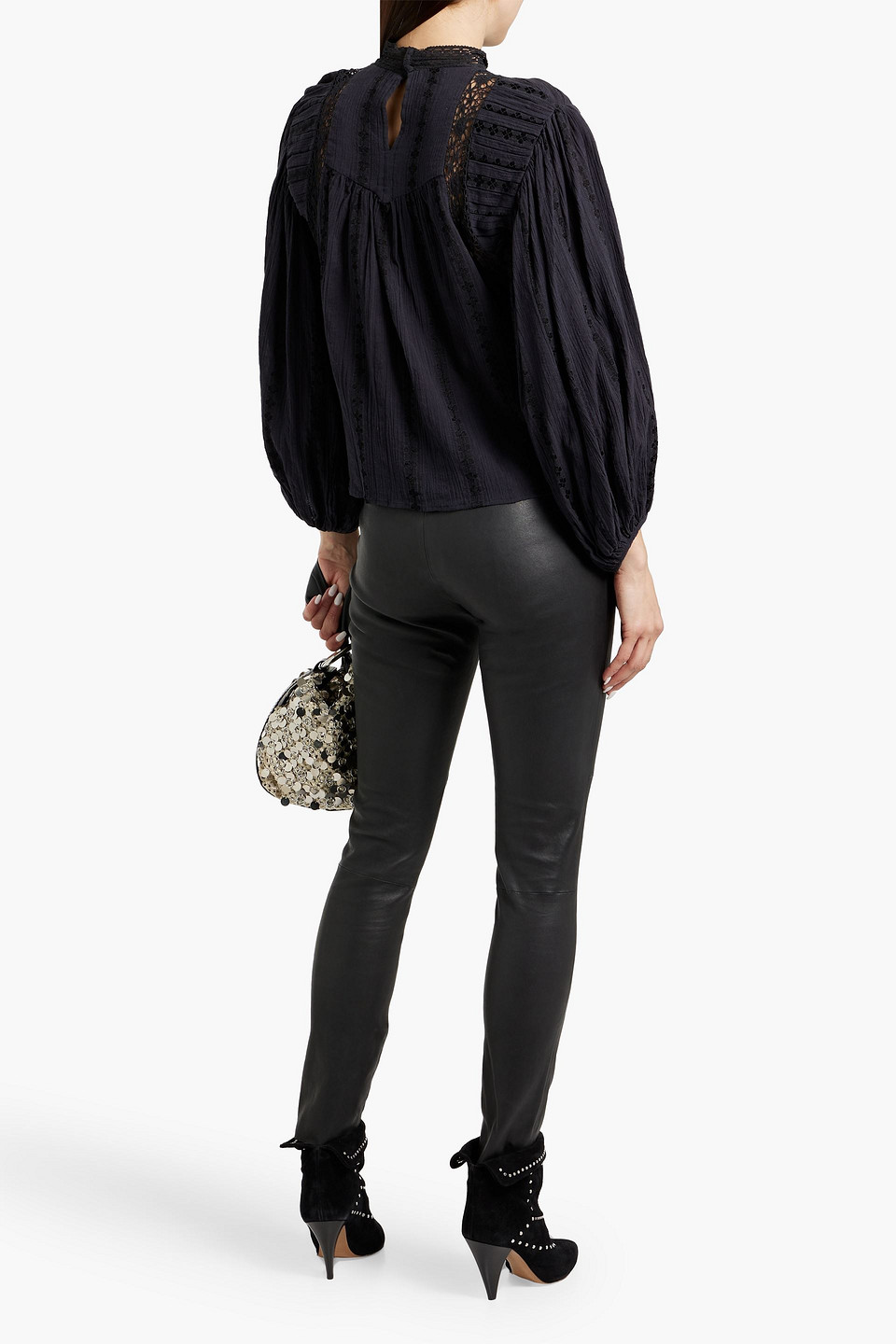 Isabel Marant Étoile Jassie Lace-trimmed Embroidered Cotton-blend Crepon Blouse