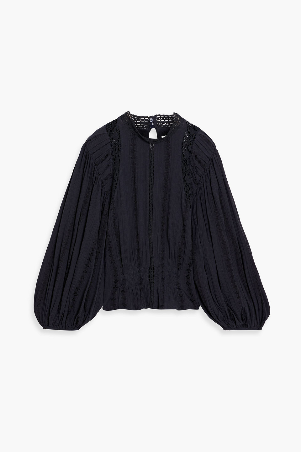 Isabel Marant Étoile Jassie Lace-trimmed Embroidered Cotton-blend Crepon Blouse