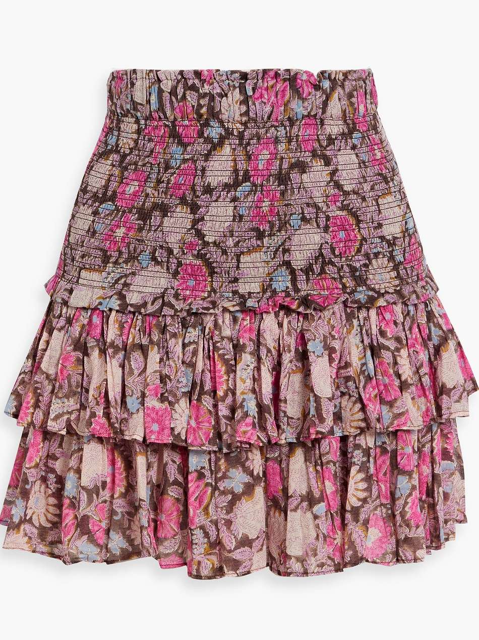 naomi ruffled floral-print cotton-voile mini skirt