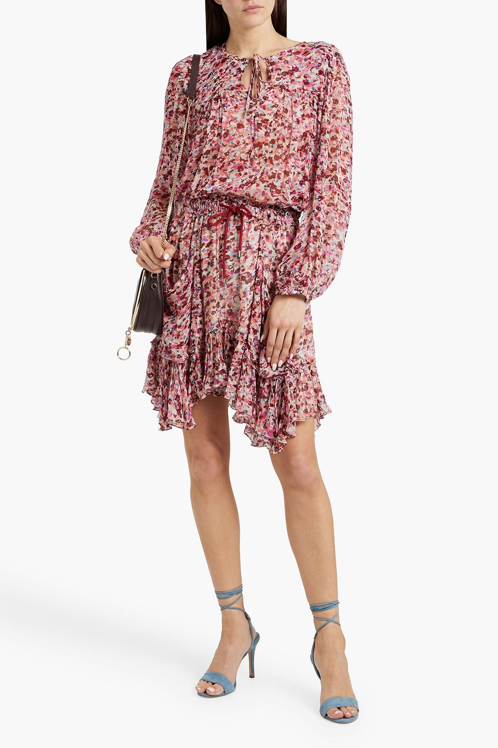 MARANT ÉTOILE Frejus ruffled printed crepon skirt