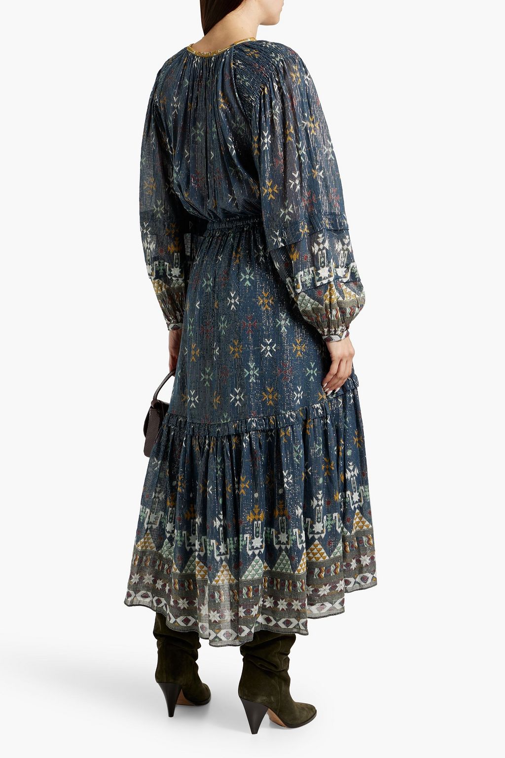 MARANT ÉTOILE Fratela metallic printed cotton-blend voile midi dress