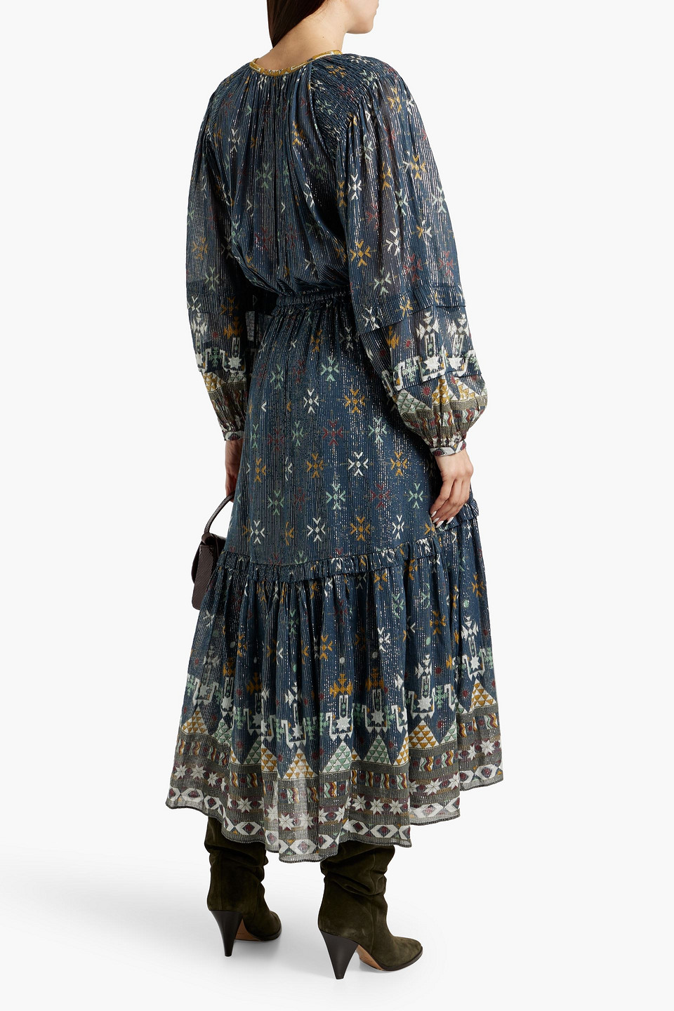ISABEL MARANT ÉTOILE FRATELA METALLIC PRINTED COTTON-BLEND VOILE MIDI DRESS