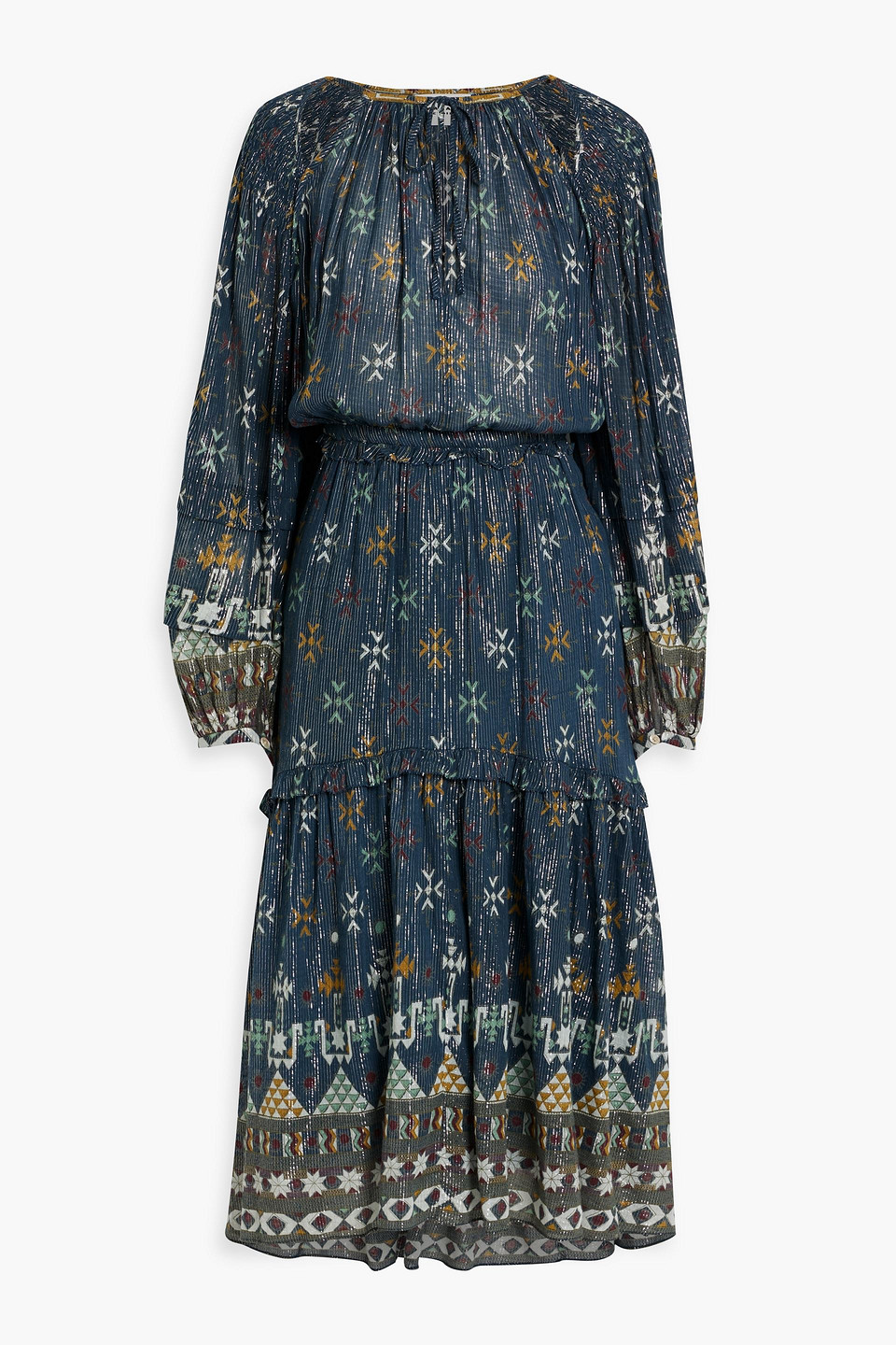 Isabel Marant Étoile Fratela Metallic Printed Cotton-blend Voile Midi Dress