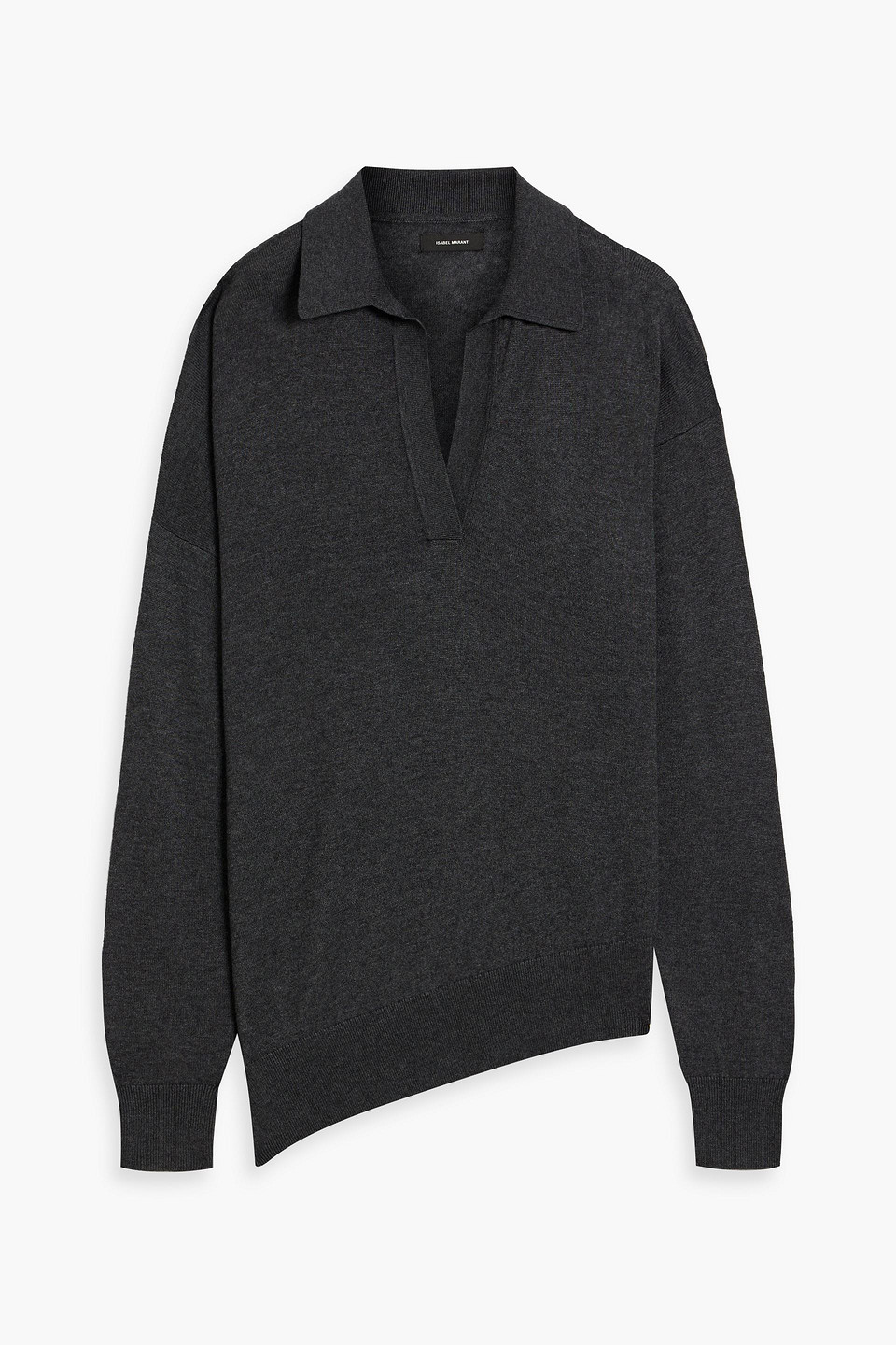 Isabel Marant Giliane Asymmetric Knitted Polo Sweater In Gray