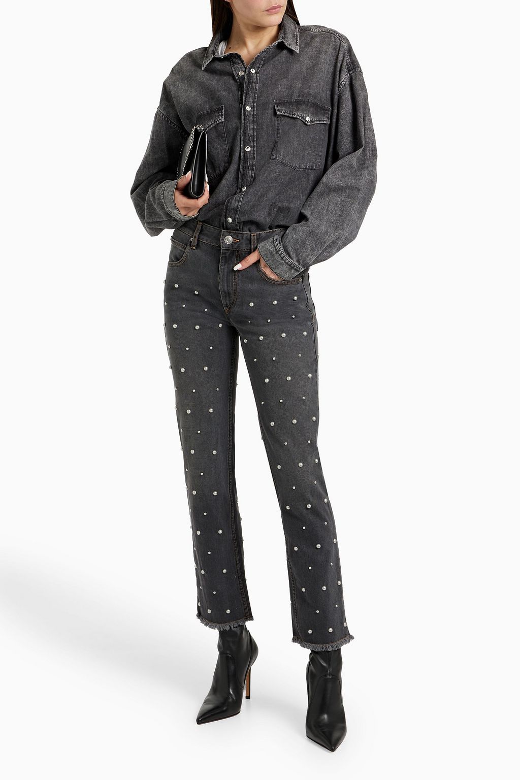 MARANT ÉTOILE Dulano studded mid-rise straight-leg jeans