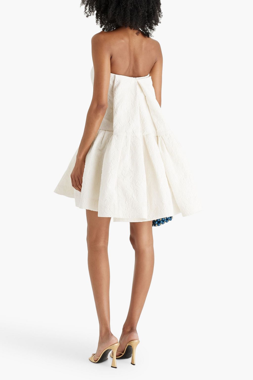 OSCAR DE LA RENTA Strapless pleated cloqué mini dress