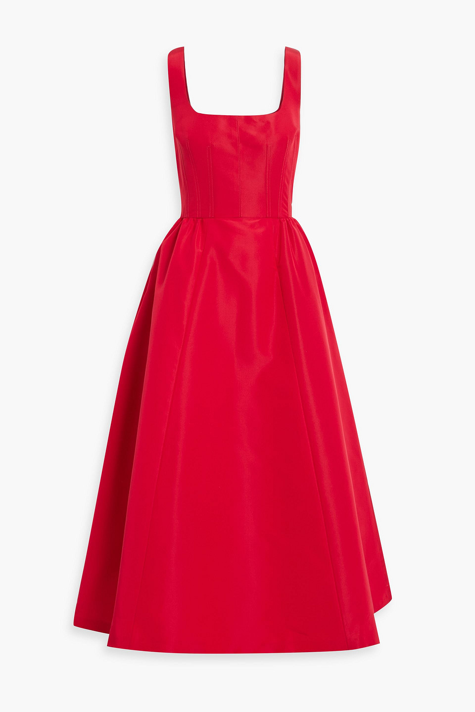 Carolina Herrera Flared Silk-faille Midi Dress In Red