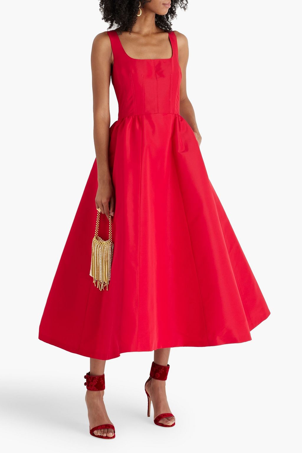 CAROLINA HERRERA Flared silk-faille midi dress