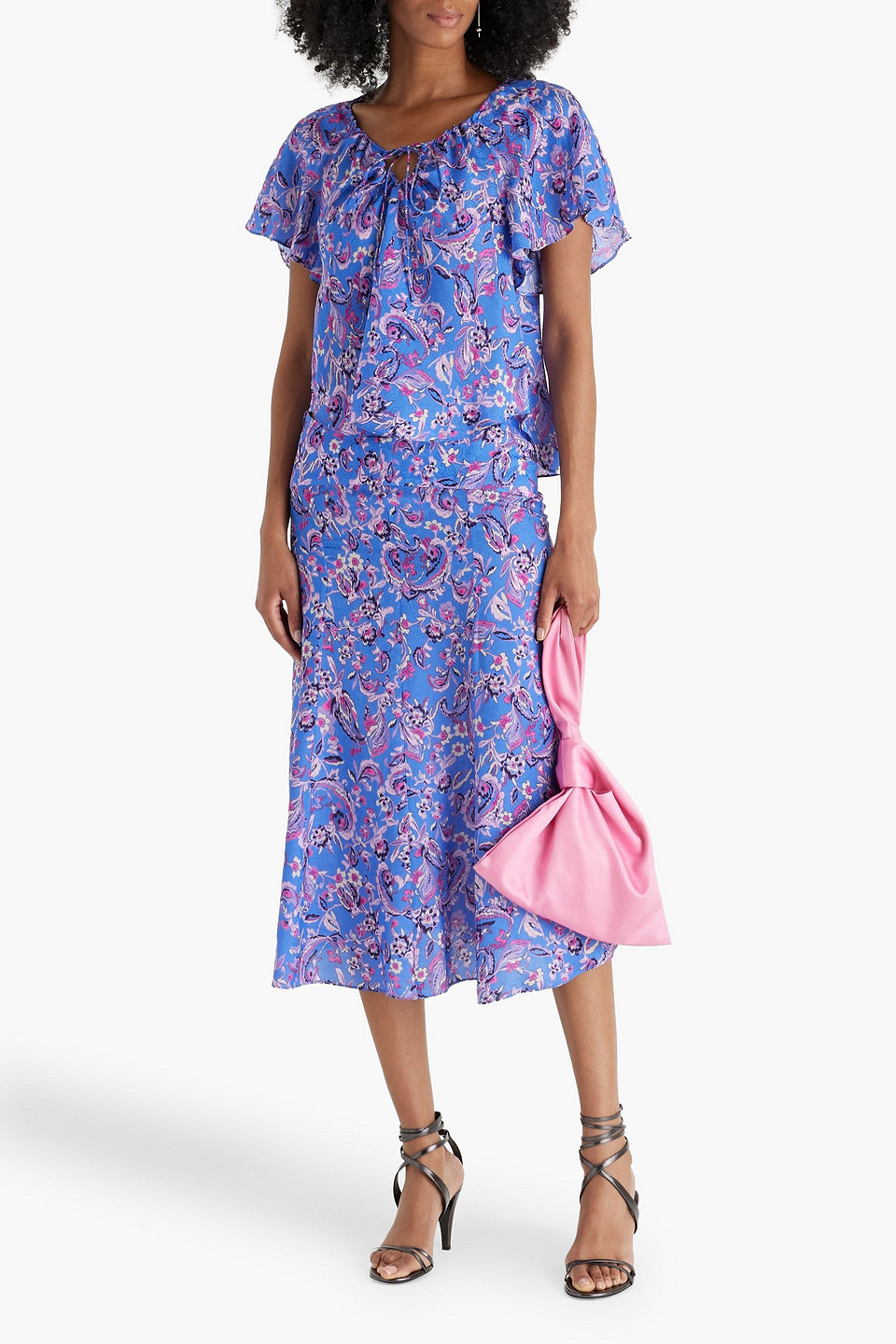 Isabel Marant Penelope Printed Satin-jacquard Top