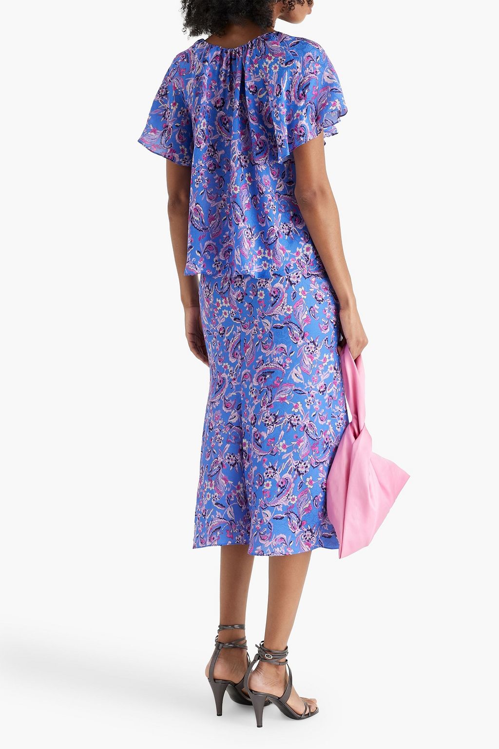 ISABEL MARANT Prielle printed satin-jacquard midi skirt