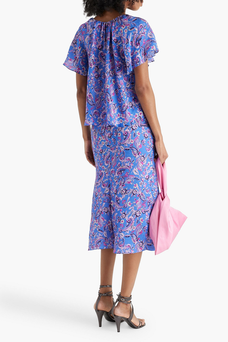 ISABEL MARANT PRIELLE PRINTED SATIN-JACQUARD MIDI SKIRT