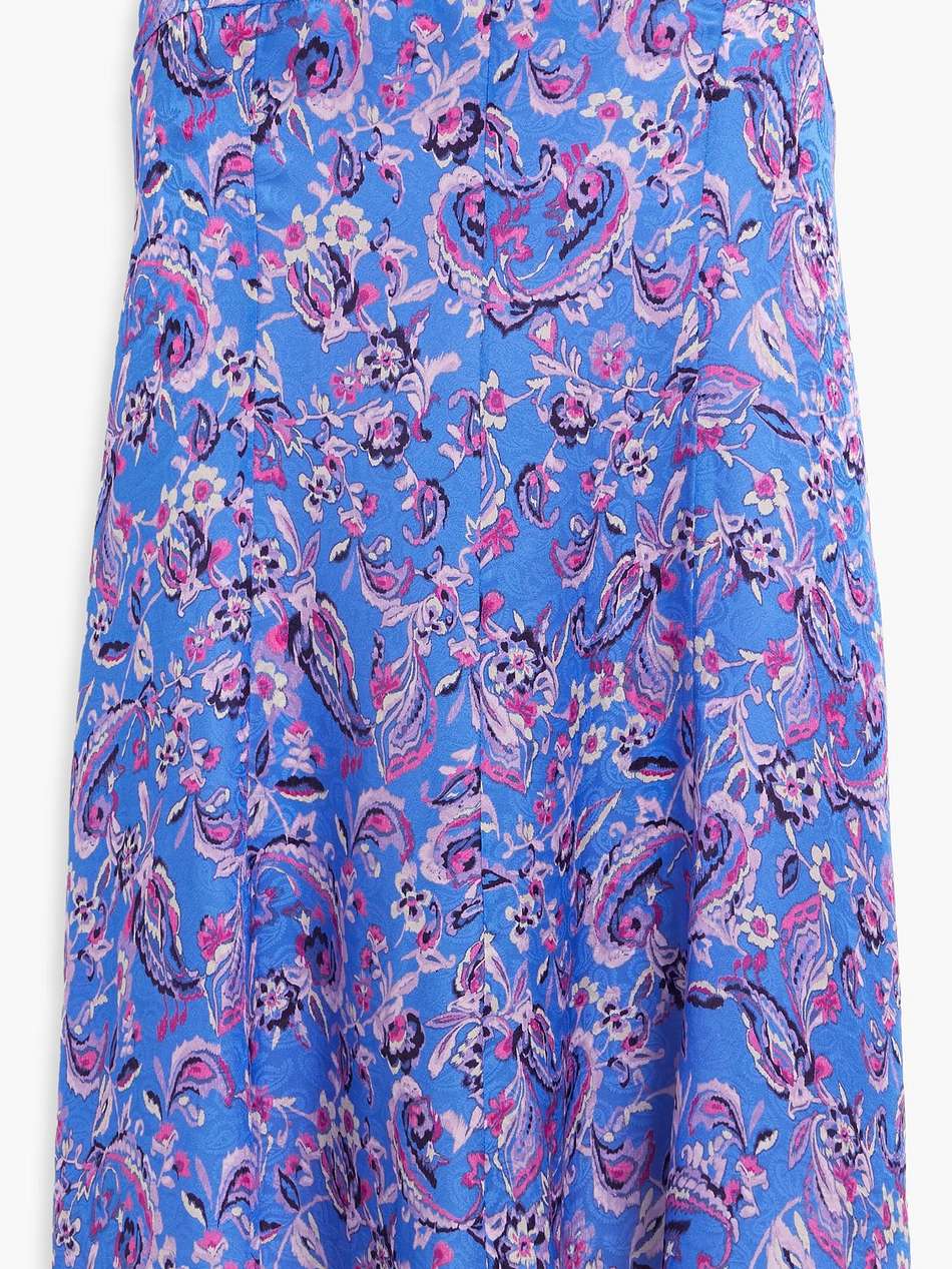 prielle printed satin-jacquard midi skirt