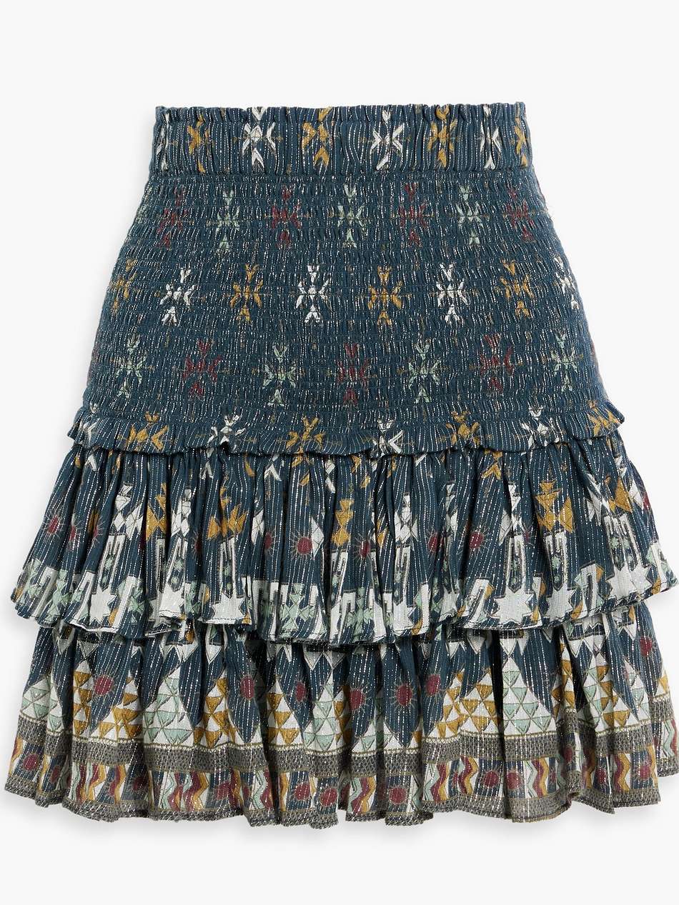 naomi ruffled printed cotton-voile mini skirt