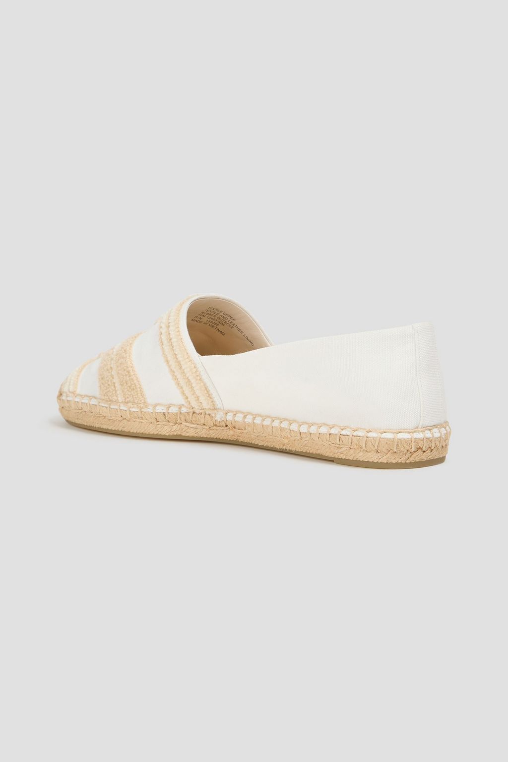 TORY BURCH Double T bouclè -trimmed canvas espadrilles