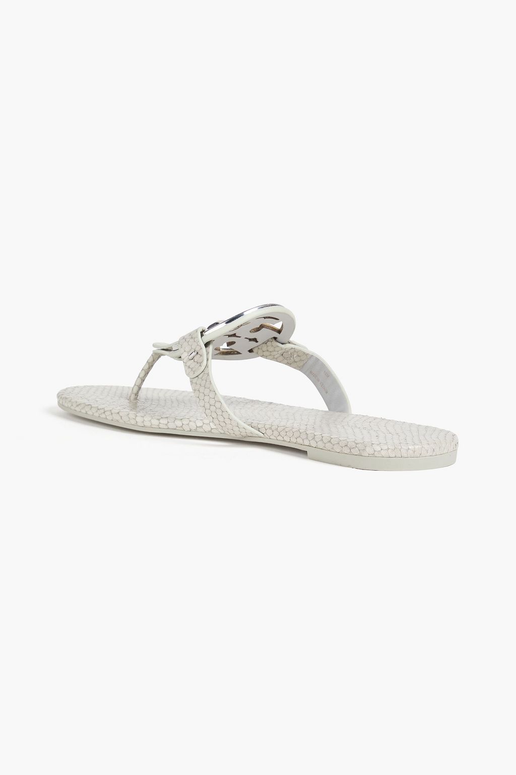 TORY BURCH Miller embellished snake-effect leather flip flops