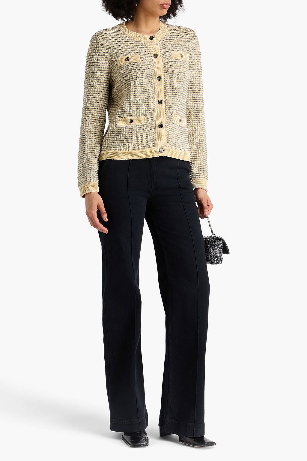 TORY BURCH Metallic velvet cardigan