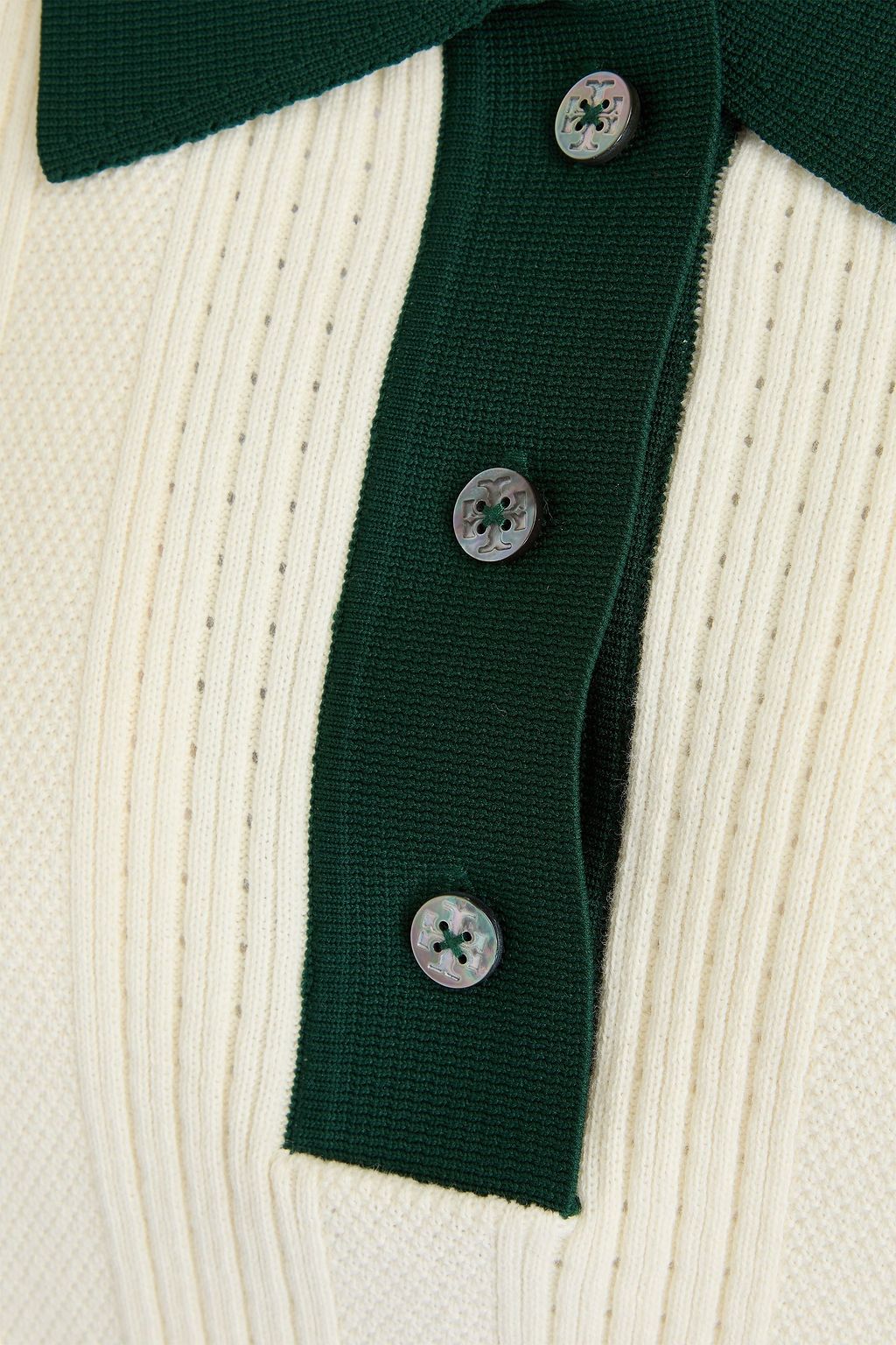 TORY BURCH قميص بولو من القطن بحبكة بوانتيل بلونين
