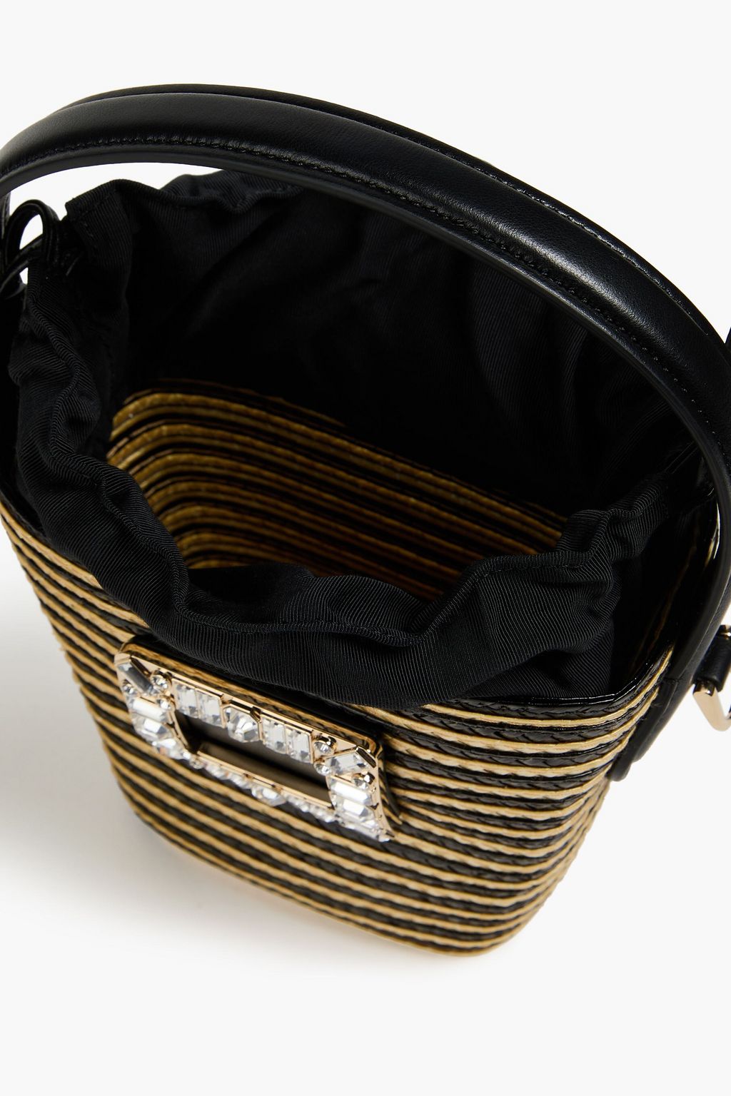 ROGER VIVIER Viv Skate フェイクラフィア バケットバッグ ストライプ
