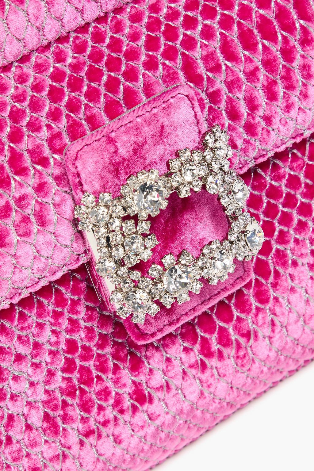 ROGER VIVIER Viv Flower Strass crystal-embellished metallic velvet tote