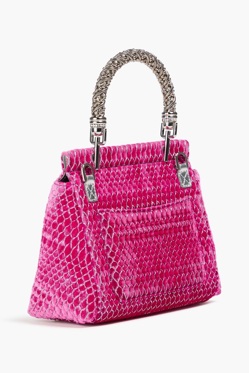 ROGER VIVIER Viv Flower Strass crystal-embellished metallic velvet tote