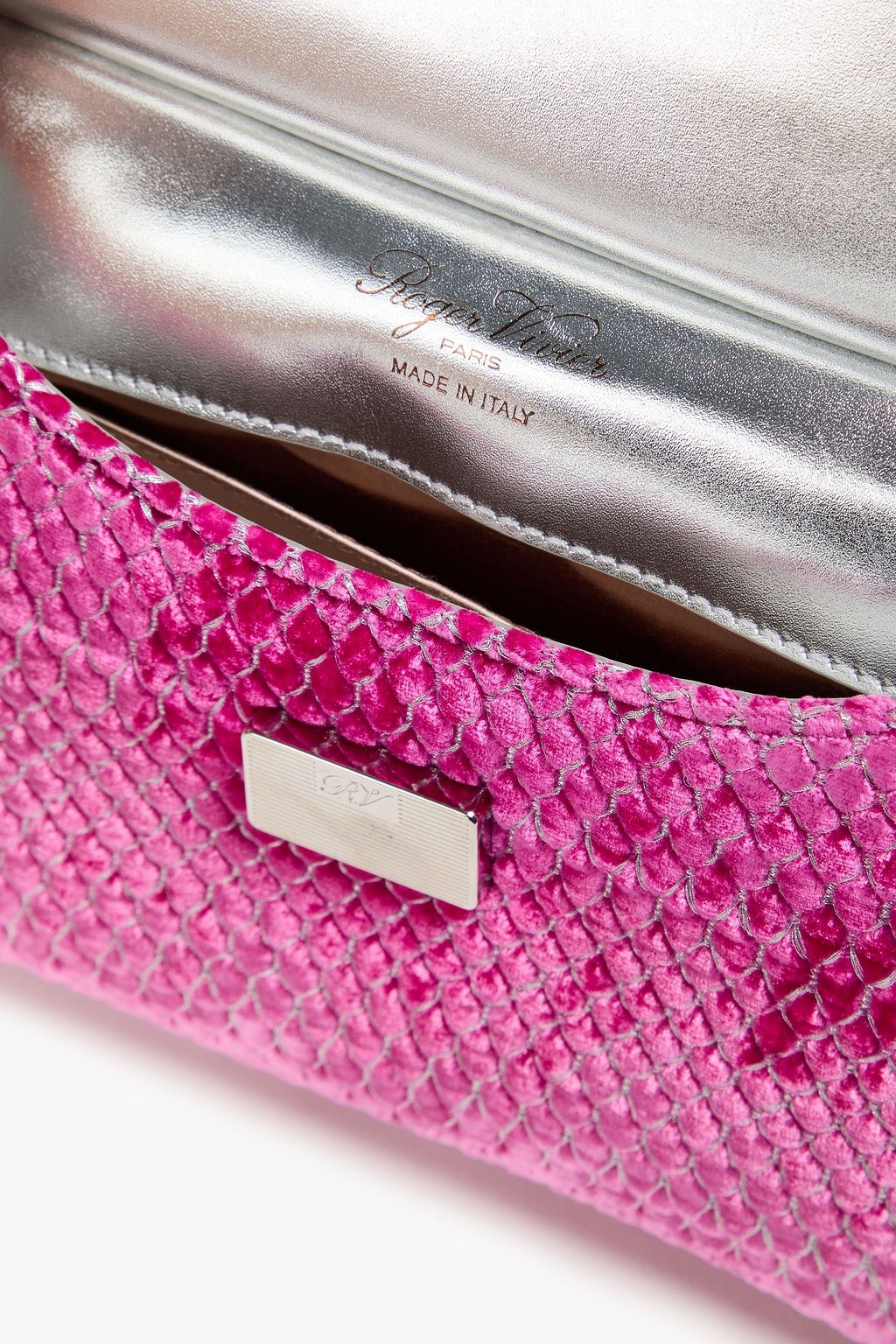 ROGER VIVIER Viv Flower Strass crystal-embellished metallic velvet tote