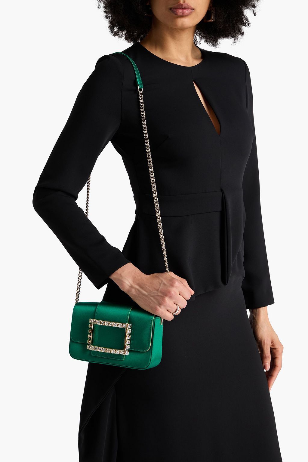 ROGER VIVIER Tres Vivier embellished satin cross-body bag