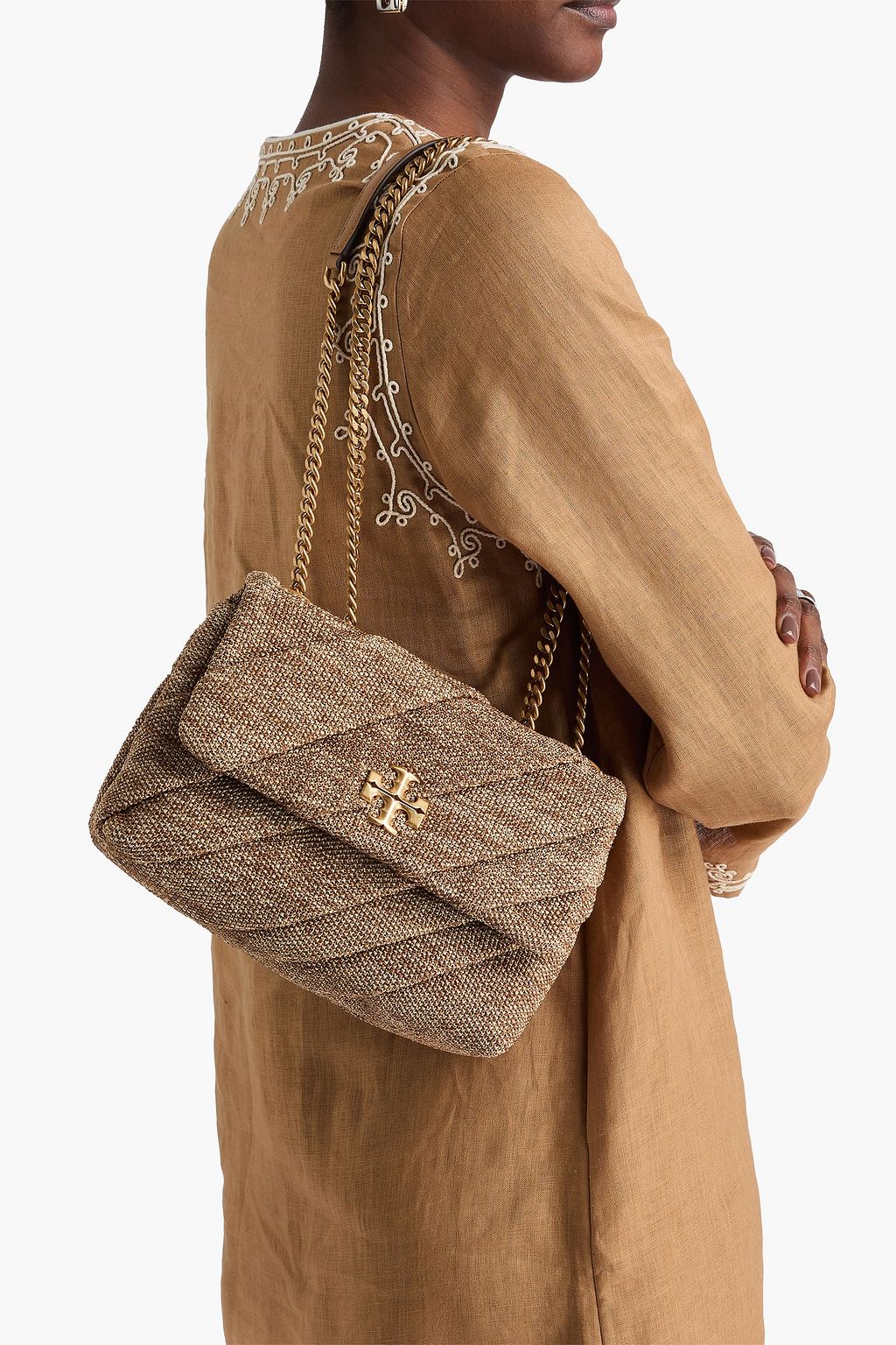 TORY BURCH حقيبة كتف "كيرا" من الرافيا الاصطناعي