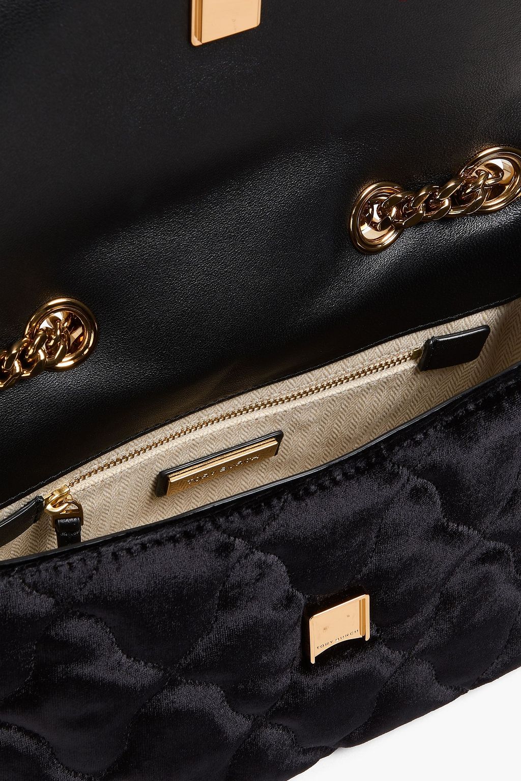 TORY BURCH Kira ベルベット ショルダーバッグ キルティング