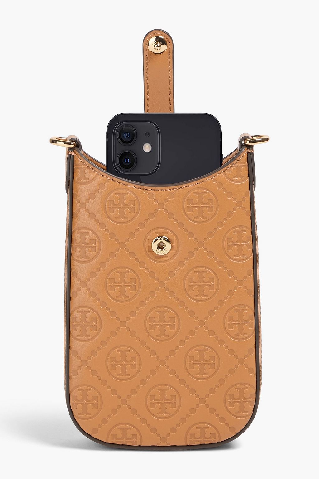 TORY BURCH Embossed leather phone pouch