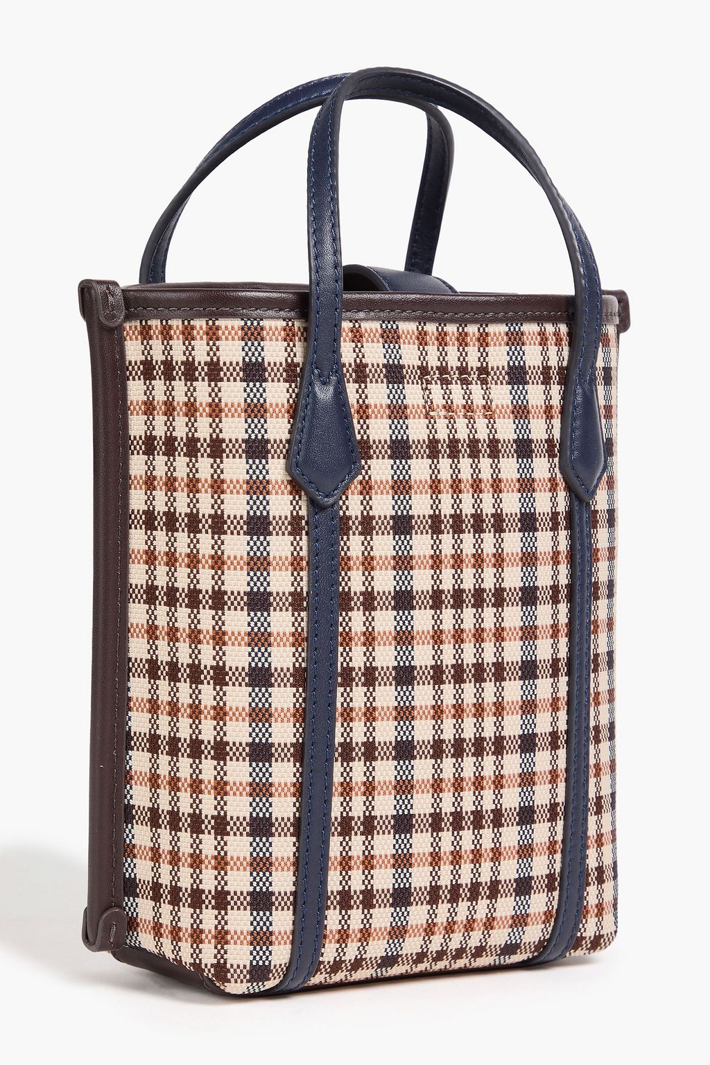 TORY BURCH キャンバス バケットバッグ レザートリム チェック