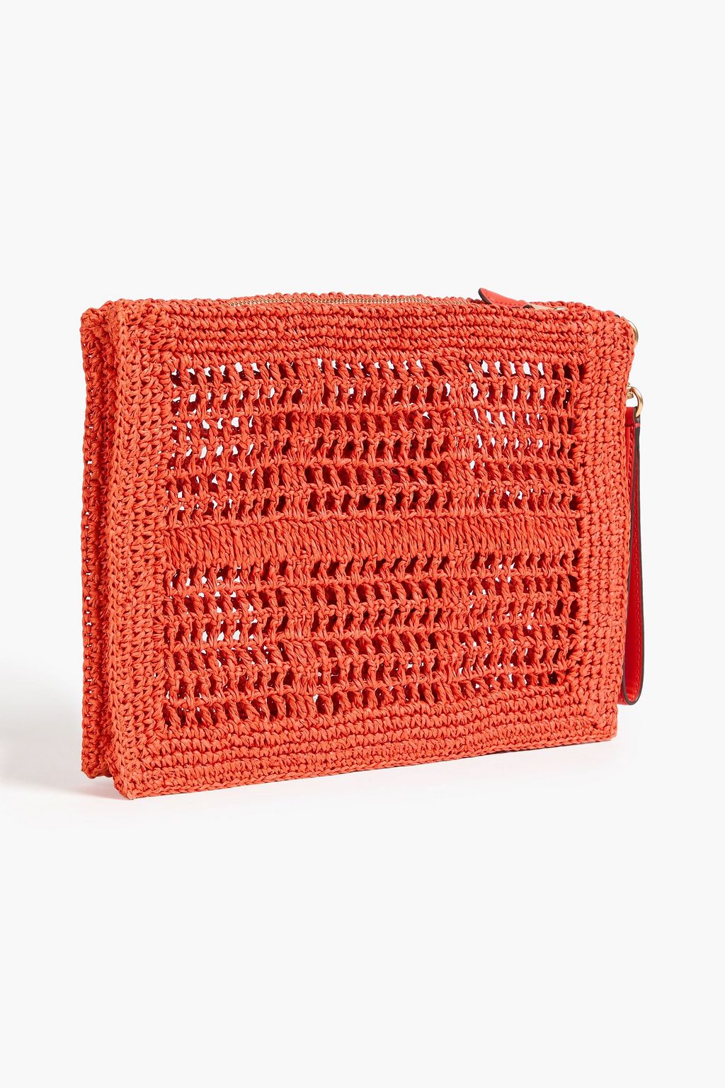 TORY BURCH Ella faux straw pouch