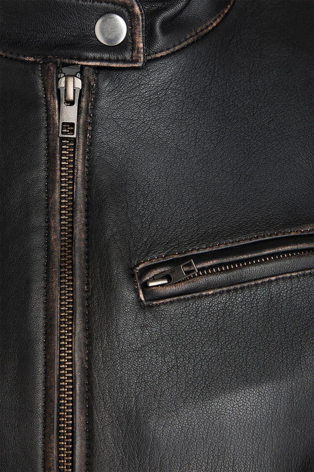 VINCE. Distressed leather biker jacket