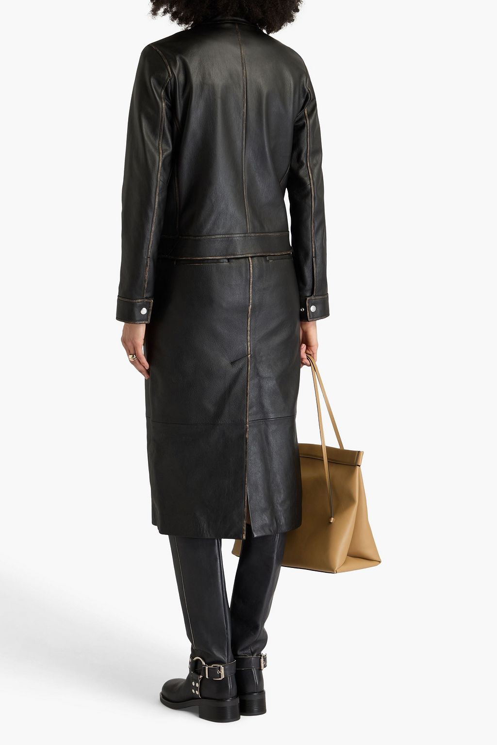 VINCE. Distressed leather biker jacket