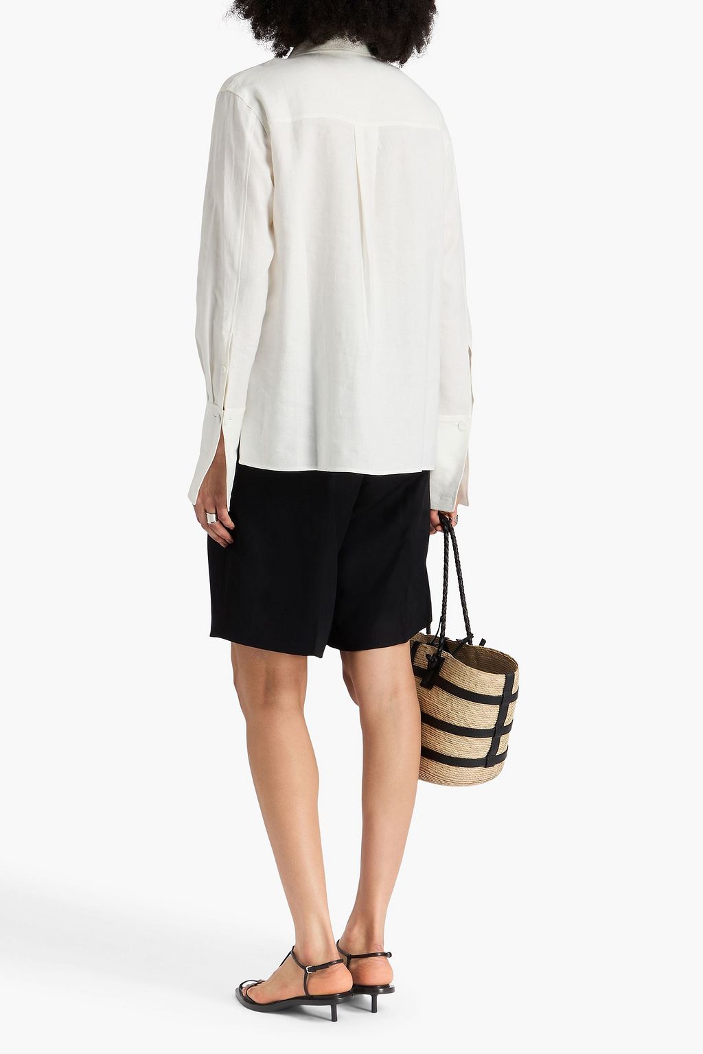 ANOTHER TOMORROW Double-breasted linen shirt
