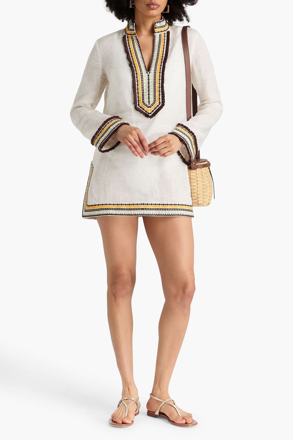 TORY BURCH Embroidered linen  tunic