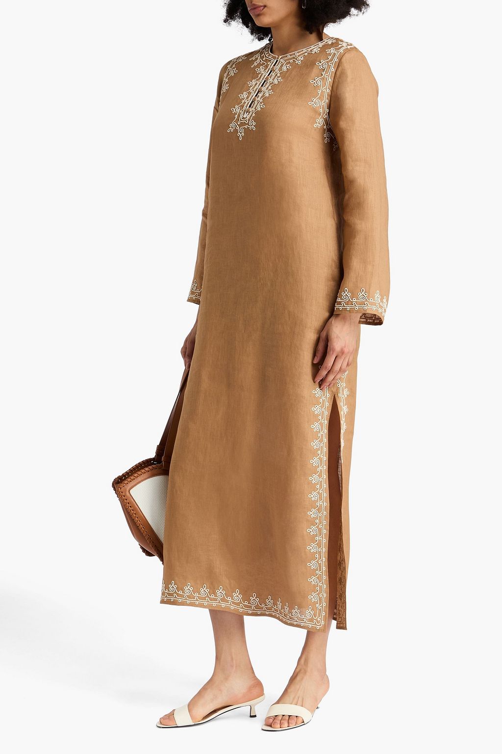 TORY BURCH 자수 장식 리넨 카프탄