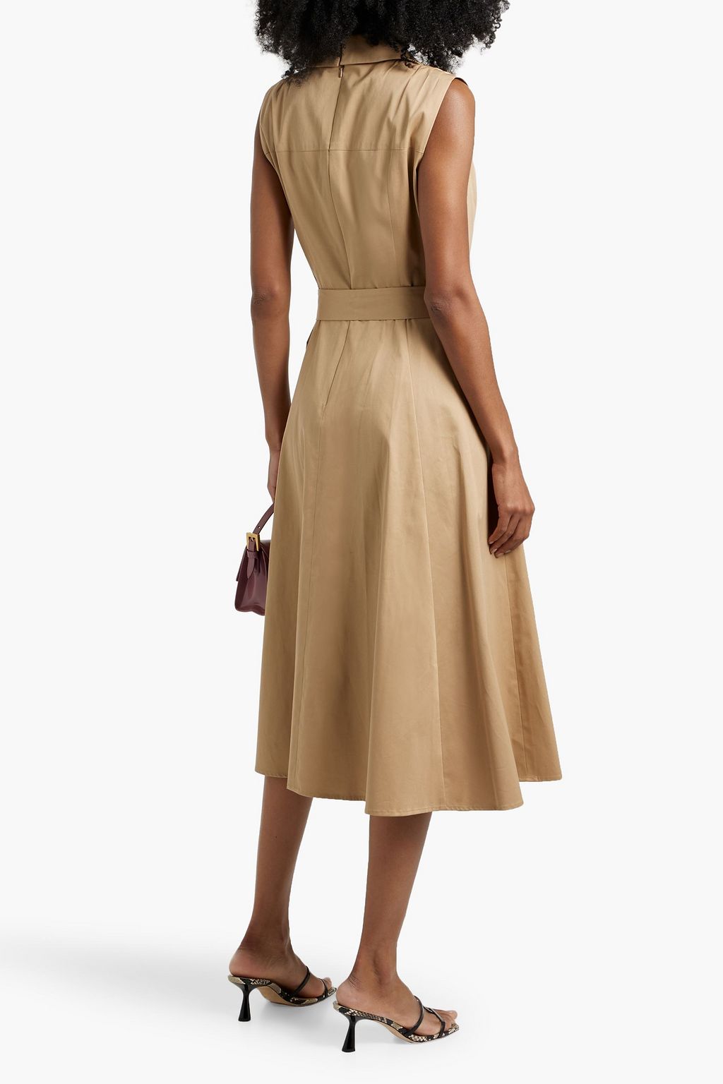 CAROLINA HERRERA Wrap-effect cotton-blend twill midi dress