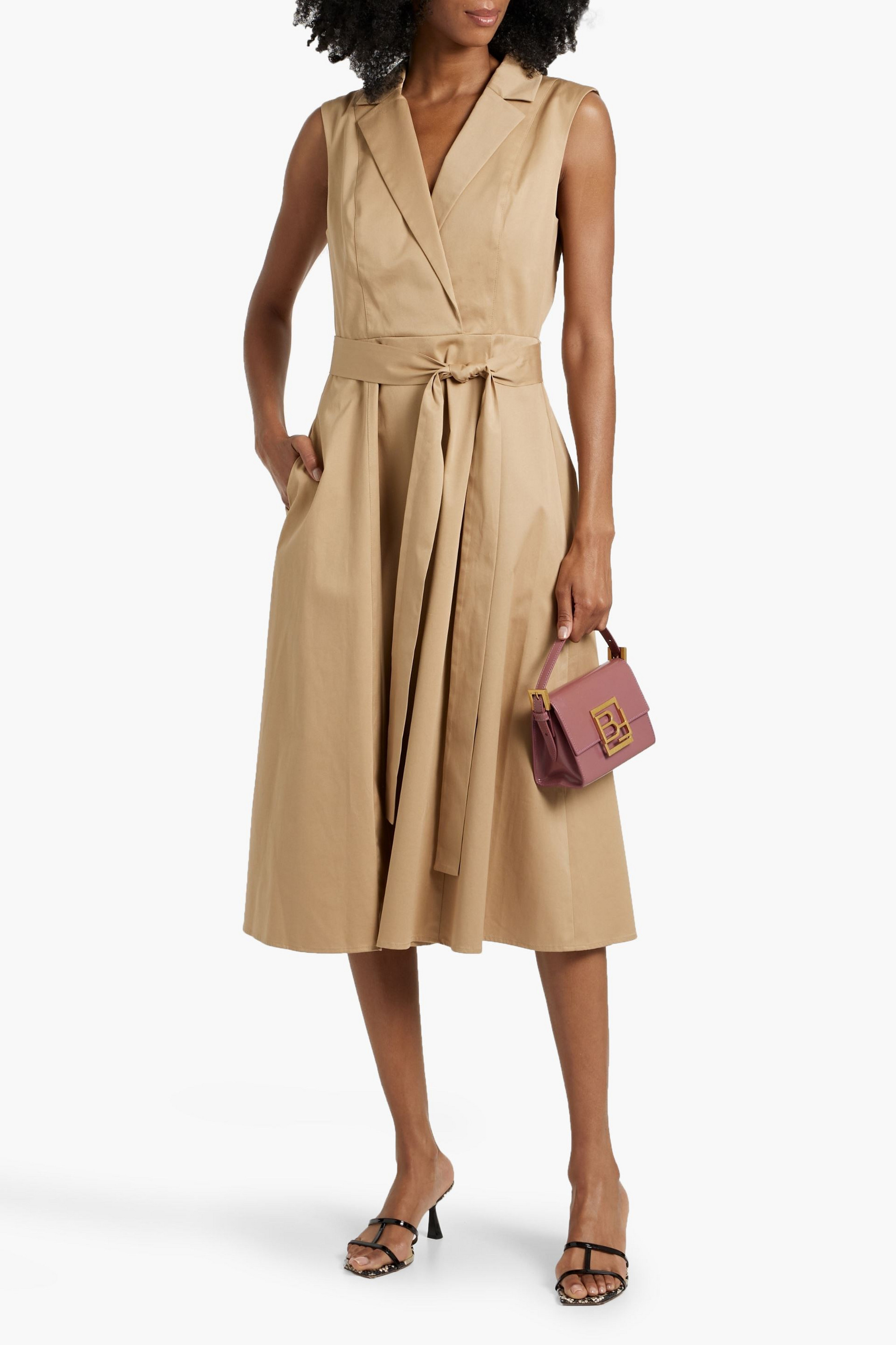 Carolina Herrera Wrap-effect cotton-blend twill midi dress