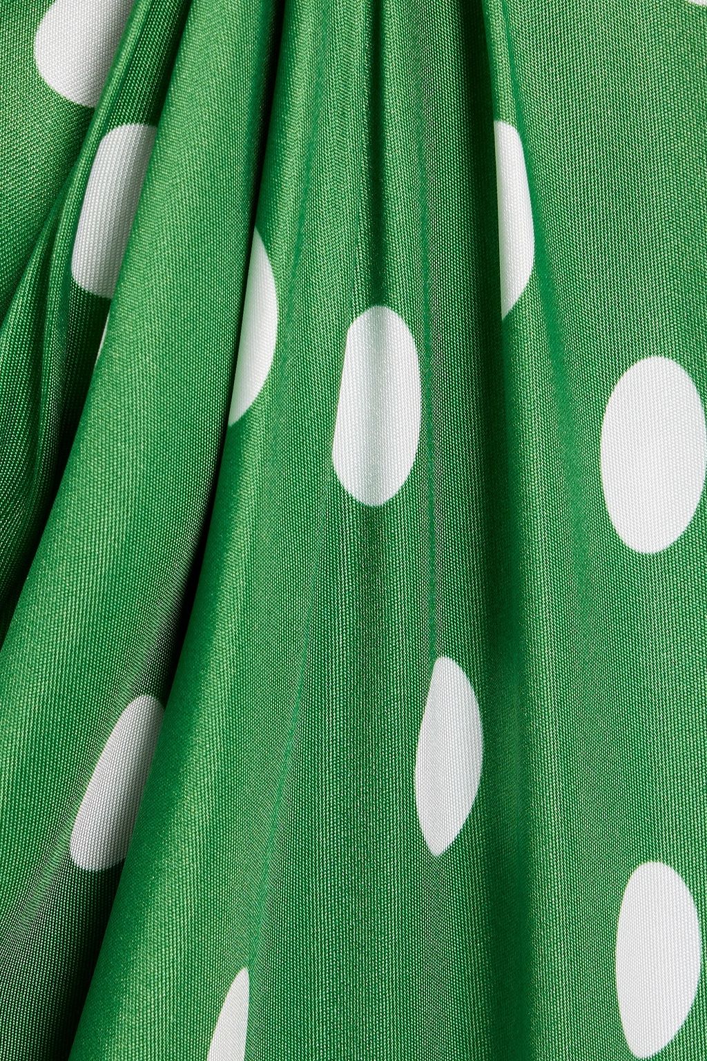 CAROLINA HERRERA Draped polka-dot satin-twill mini skirt