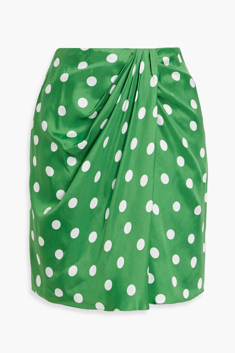 Carolina Herrera Draped Polka-dot Satin-twill Mini Skirt
