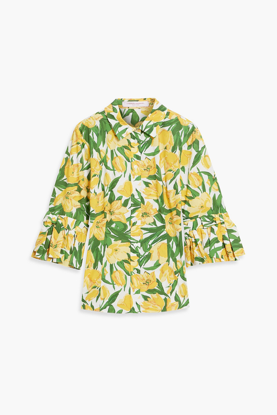 Carolina Herrera Floral-print Cotton-blend Poplin Shirt